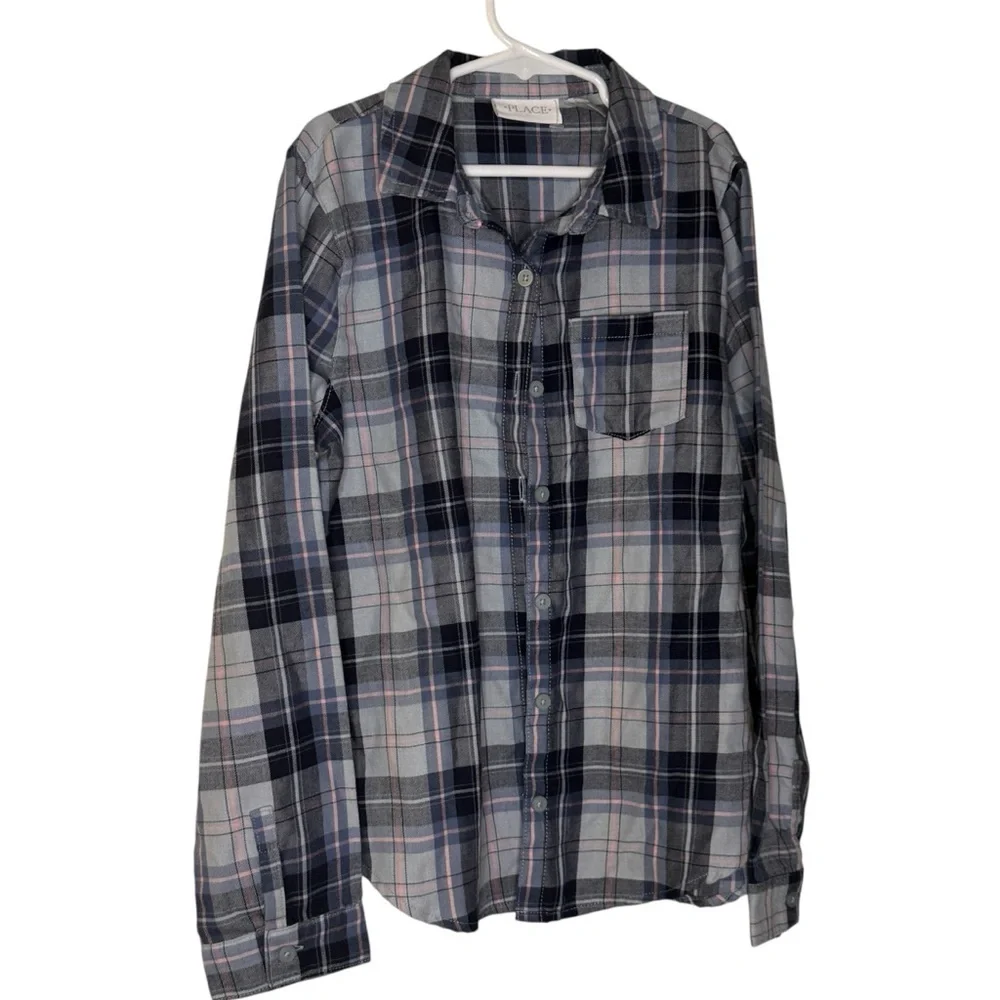 Cozy Fall Plaid Button Down Shirt Youth Size 10 12